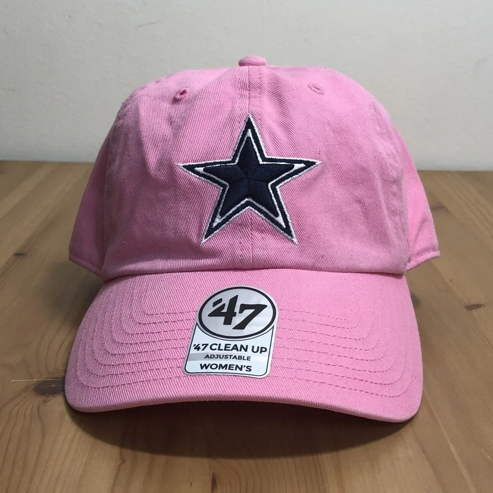 Dallas Cowboys 47 Embroidered Clean Up Cap Hat Women's Adjustable Pink